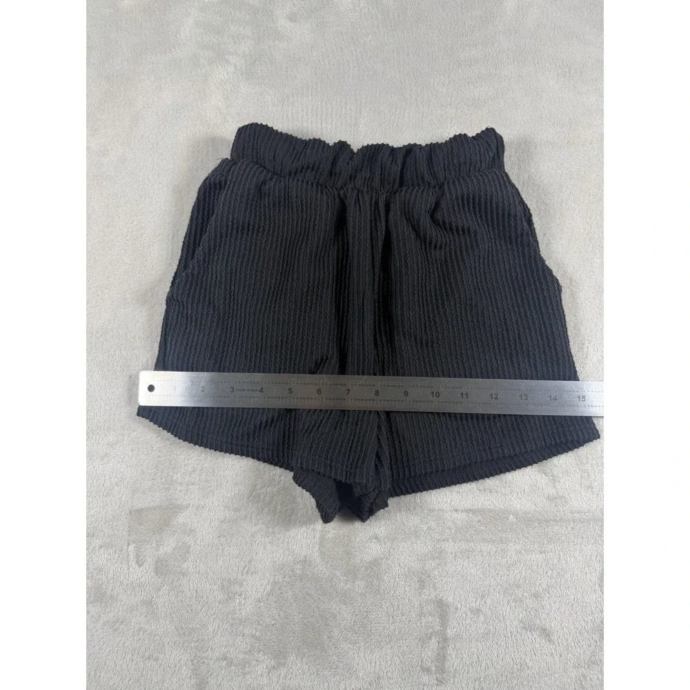 Fashion Nova Ribbed 2 Piece Lounge Set Black Henley Top Boxer Shorts Medium‎
